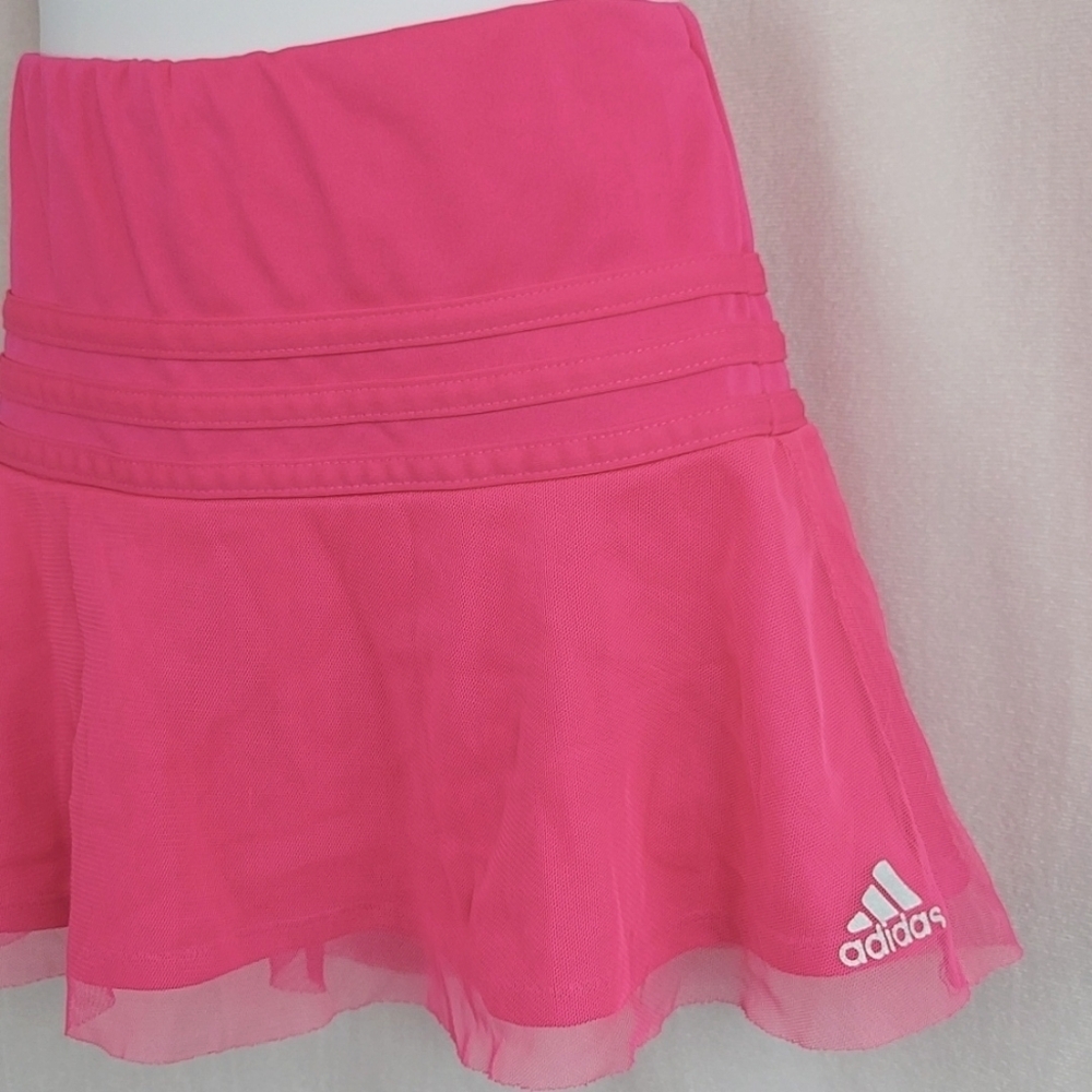 adidas Girls Hot Pink Athletic Skort - Picture 2 of 6